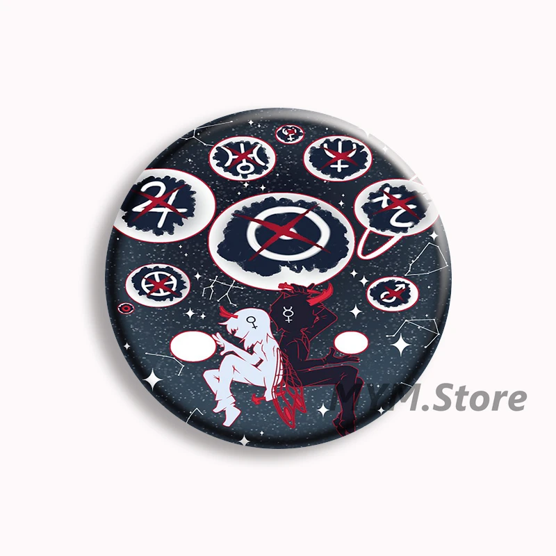 Psychopomp GOLD Anime Button Pin Game PSYCHOPOMP Funny Meme Brooch Badge Bag Decor Jewelry Gamer Fans Collect Friends Gifts