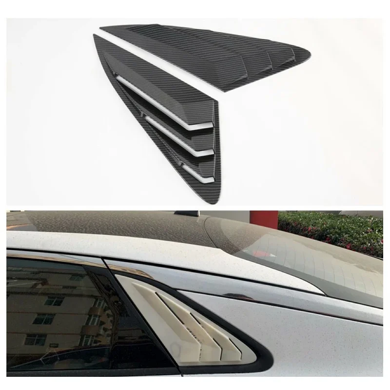 

Rear Side Window Louvers Air Vent Cover Scoop Cover Accessories For Kia K5 2021 2022 Glossy Black Carbon Fiber