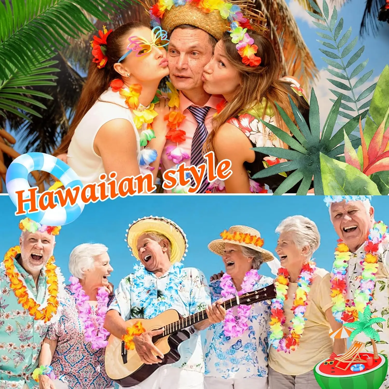 هاواي زهرة اصطناعية قلادة الصيف بركة حزب العرض الاستوائية الشاطئ حفلة عيد ميلاد الديكور الزفاف عيد الميلاد جارلاند