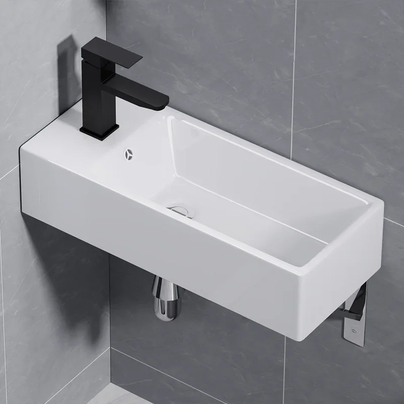 Small apartment wall-mounted wash basin narrow edge deepening ceramic hanging basin bathroom balcony mini wash basin