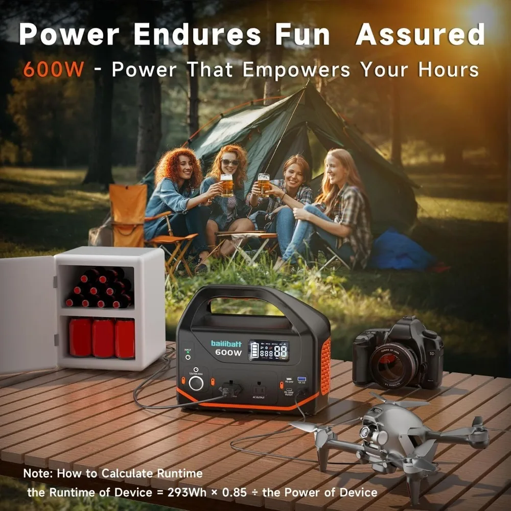 

600W 293Wh Portable Power Station for Camping, Home Emergency, and Travel Backup