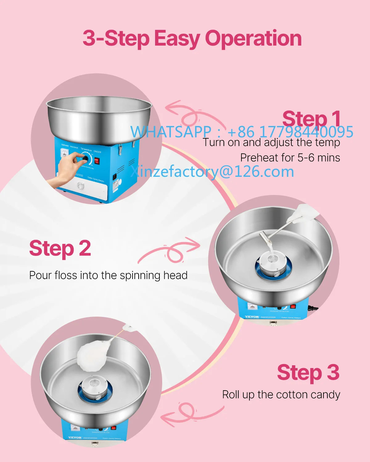ماكينة حلوى القطن الكهربائية SucceBuy القابلة للتخصيص، ماكينة صنع خيط الحلوى التجارية
