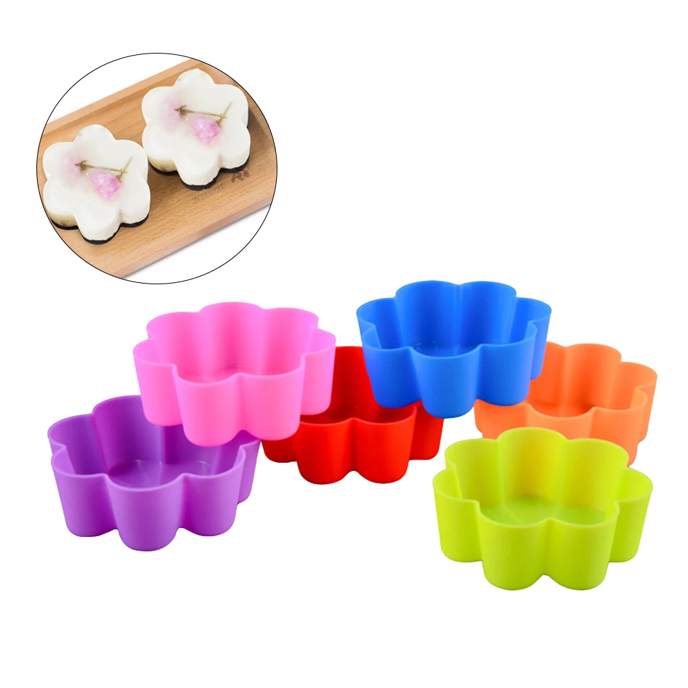 

12pcs Silicone Cupcake Molds Flower Shape Reusable Baking Cups Oven Safe Microwave Dishwasher Freezer Gastronomy Fun Desserts