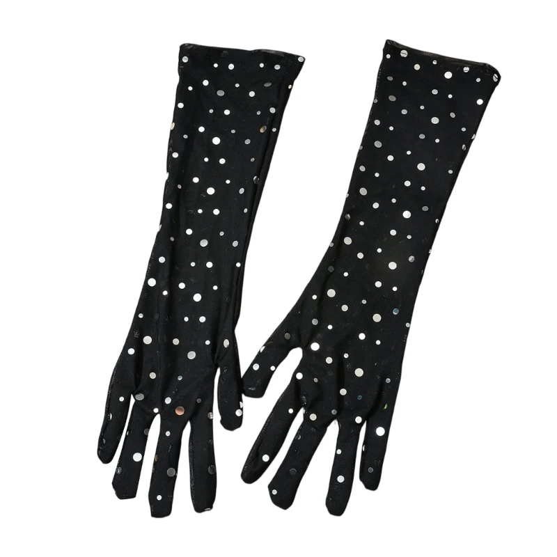 2025 New Reflective Sequined Gloves Decorative Armwear for Photo Event and Costume Styling