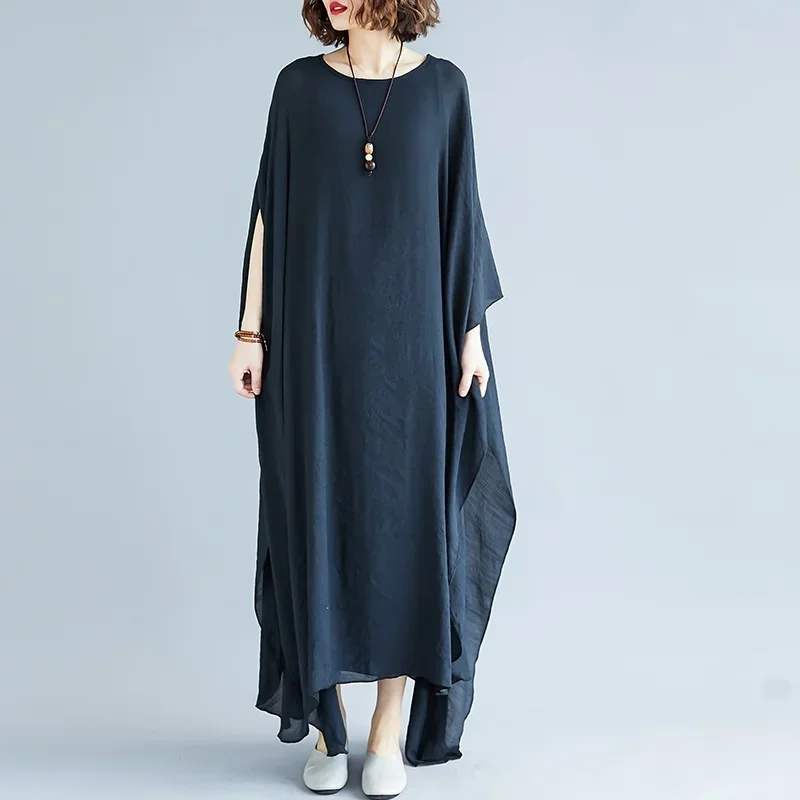 Dresses Summer 2024 Oversized Dress Cotton Linen Chinese Robe Oriental Meditation Robe Vintage Femme Dai Vietnam Dress 10162