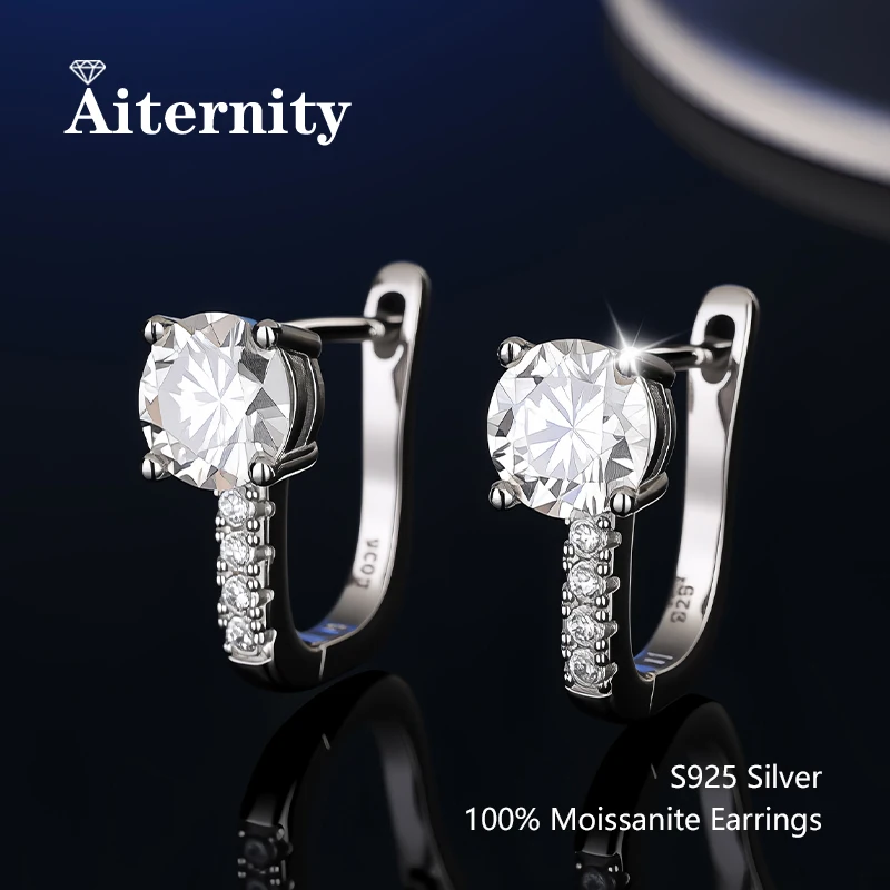 Pass Diamond Tester Pen Moissanite Hoop Earrings For WomenWith GRA S925 Sterling Silver Ear Clasps Buckle Original New Fine Jewe