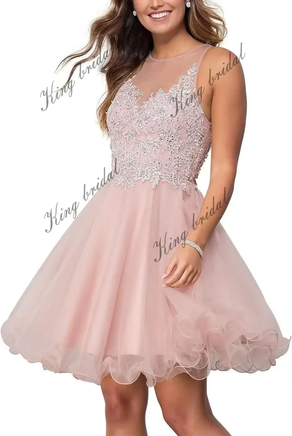 Beading Wedding Party Cocktail Gowns Clubwear Custom Made Short Tulle Prom Dress for Teens Homecoming Dresses Lace Applique