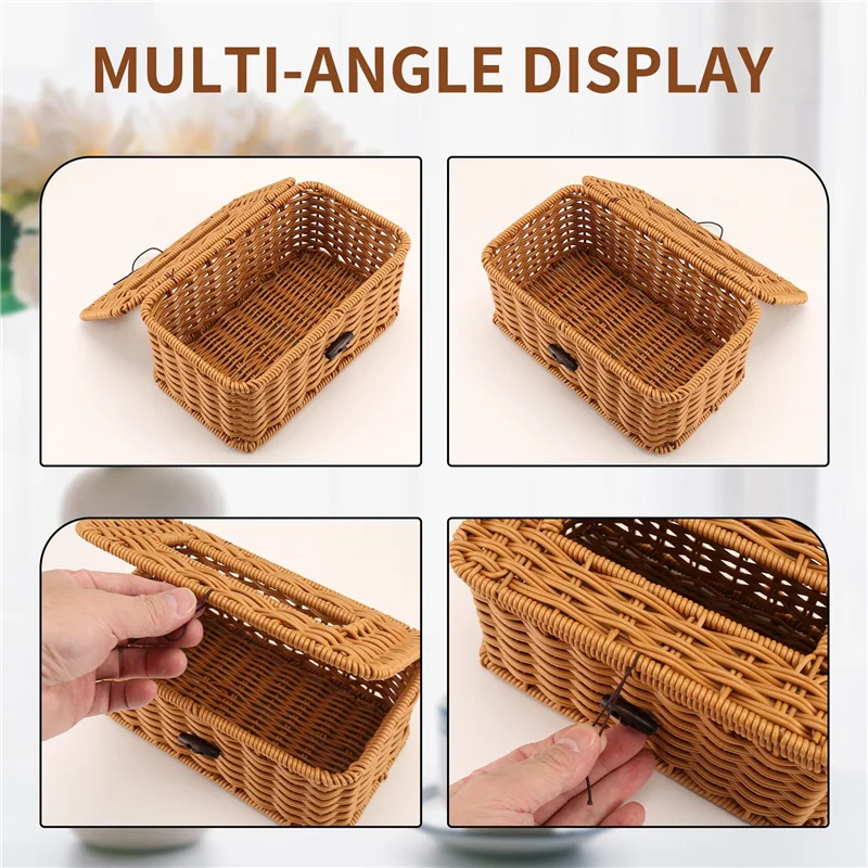 

ABHG-Rattan Rectangular Tissue Box Cover - Boho Decorative Woven Tissue Holder,Vintage Farmhouse Tissue Dispenser For Home Durab