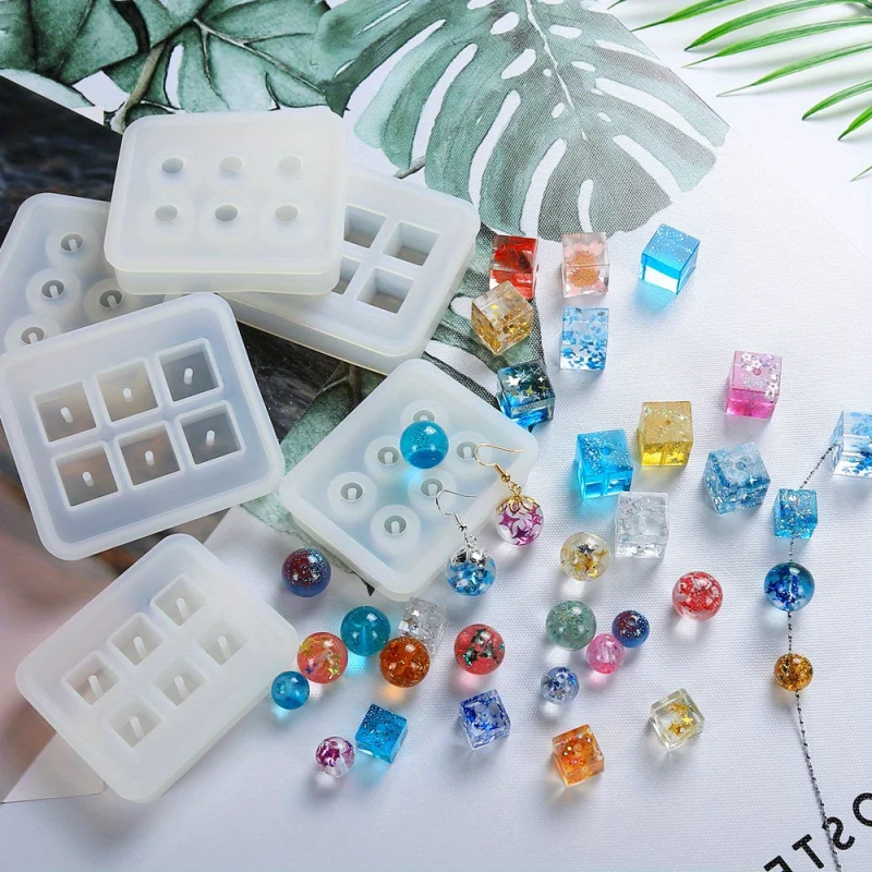 4pcs Epoxy Resin Beads Silicone Mold, for DIY Jewelry Making - Bright and Glossy Surface, Perfect for Making Bracelets, Necklace