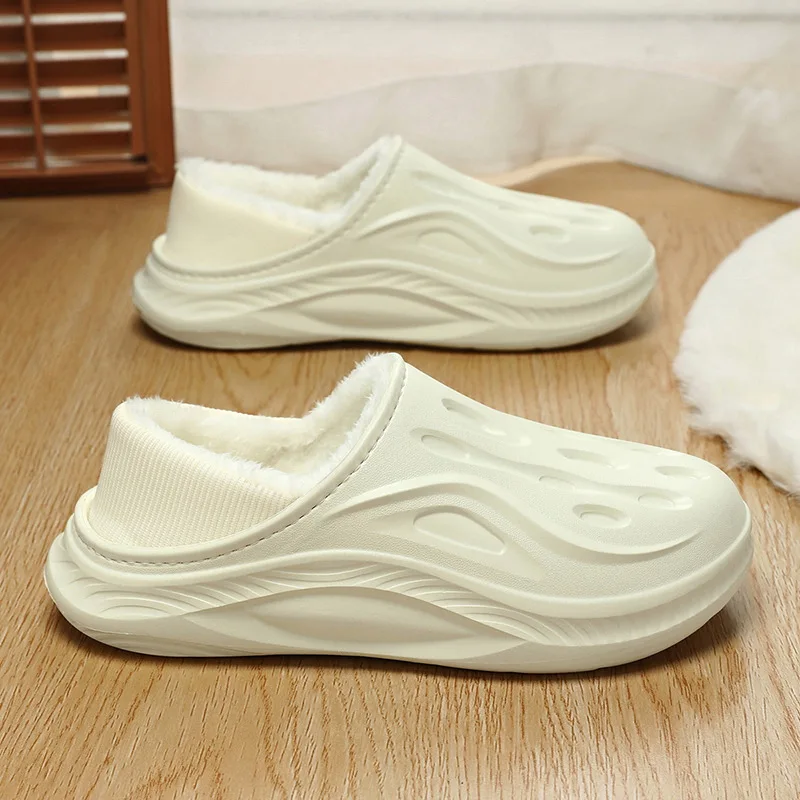 Men Thermal EVA Slippers Fleece Lining Non Slip Strong Grip Thick Sole Outdoor Walk Casual Warm Winter House Shoes Comfortable