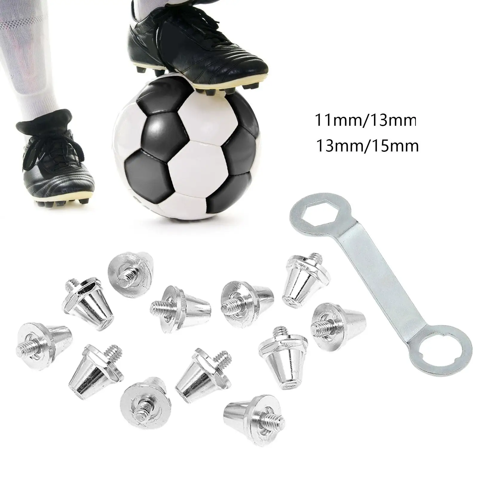 

12x Football Boot Studs with Wrench Firm Ground Stable M5 Threaded Track Shoes Accessories Soccer Boot Cleats Rugby Shoes Studs