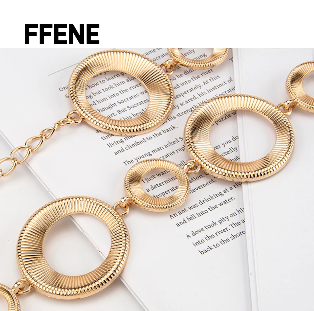 

105 cm fashionable and noble temperament metal waist chain European and American dress round design sense belt for women