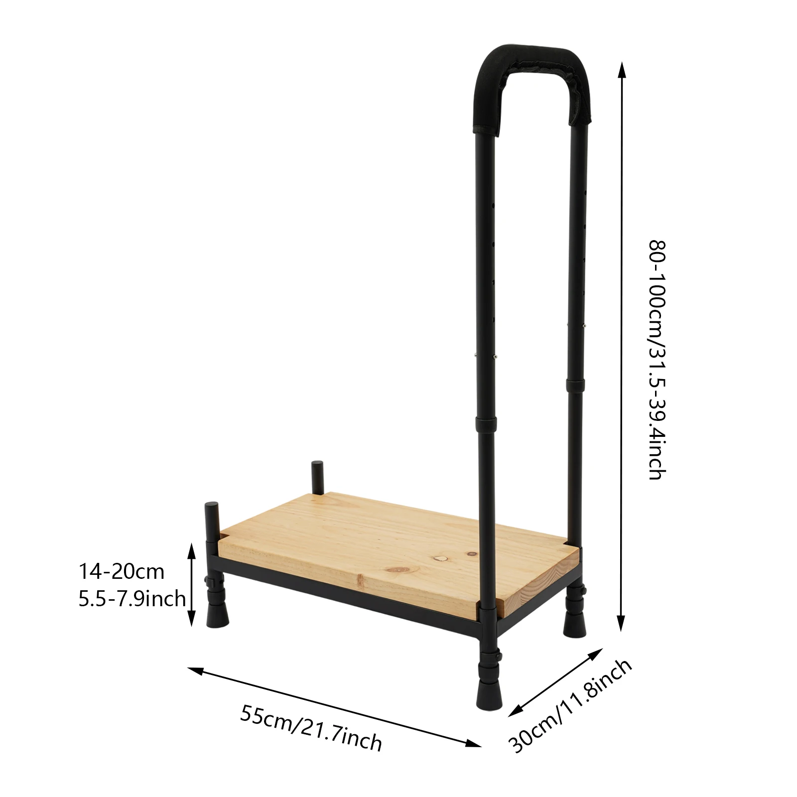 

14-20cm Height Adjustable Bedside Step Stool Bed Steps for High Beds Bedside Step Stool with Handle for Elderly Seniors