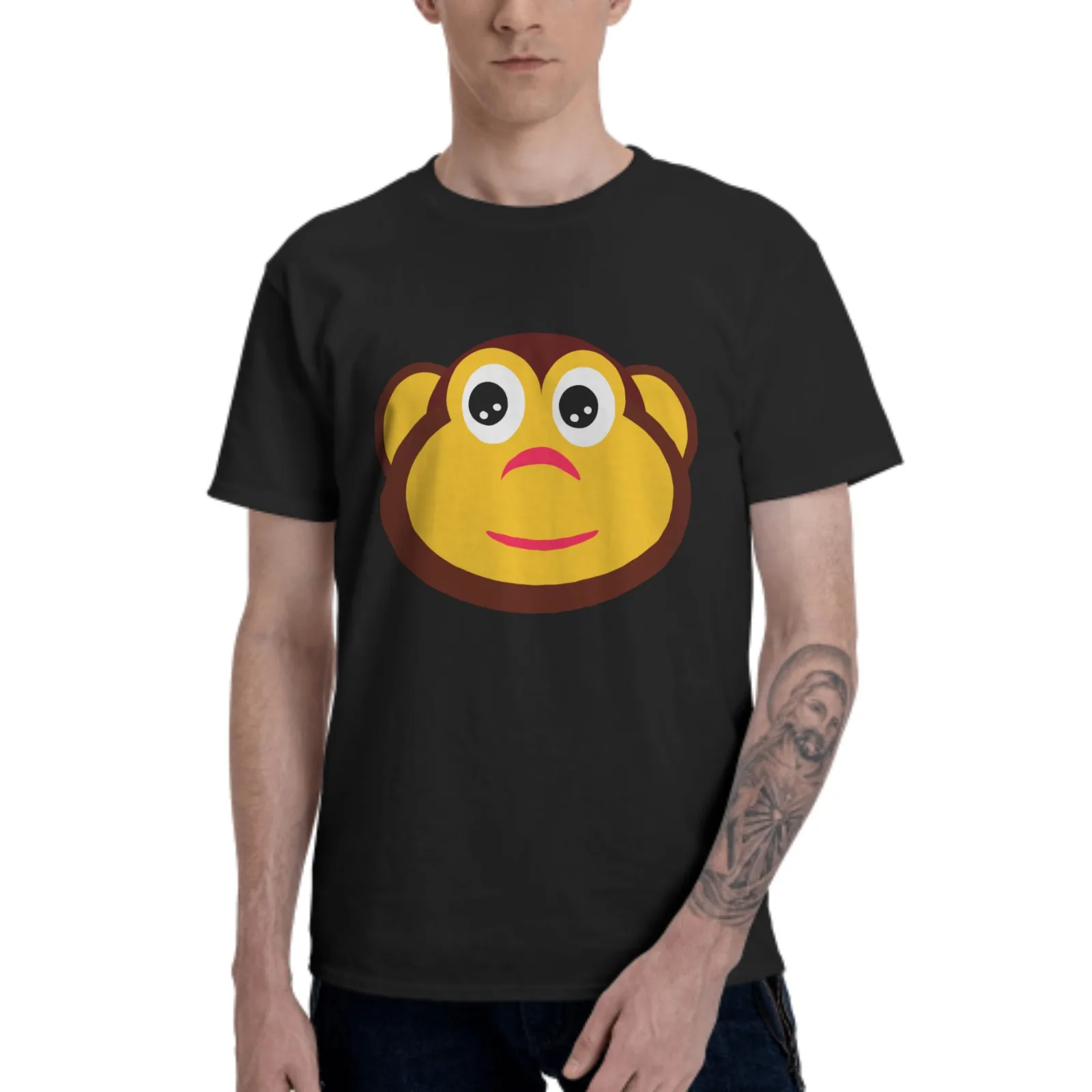 

Monkey Two colors of men's T-shirt- Short Sleeve Crew Neck Soft Fitted Tees S - 6XL Fresh Classic Basic Tshirts