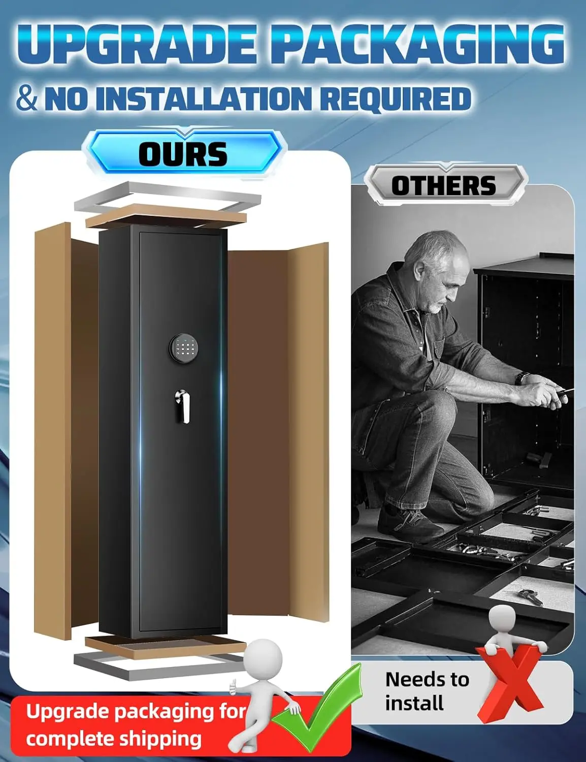 5-6 Gun Safe Electronic Gun Safes for Rifles and Pistols, Large Rifle Safes with Adjustable Gun Racks, and Quick Access Gun Cabi