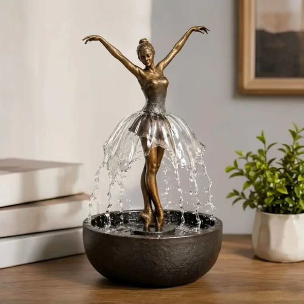 Ballerina Tabletop Fountain Resin Sculpture Elegant Ornament Decorative Waterfall Feature For Modern Living Room Home Office