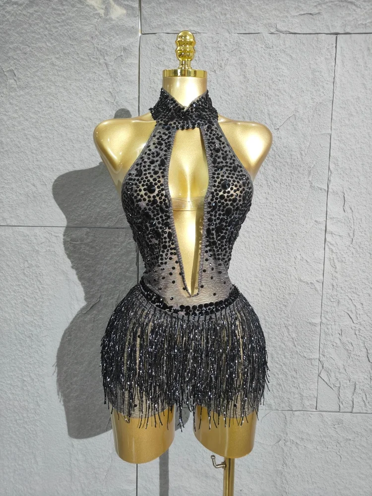 

2025 New Beyonce Evening Drag Queen Club Party Birthday Special Ocassion Sexy costume Hollow Out Tassels Opening dance Bodysuit