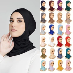 Elastic Modal Hijab Cap Underscarf Elegant Neck Full Coverage Hat Sunscreen Shawl Cap For Women Muslim Solid Headband 35*24cm