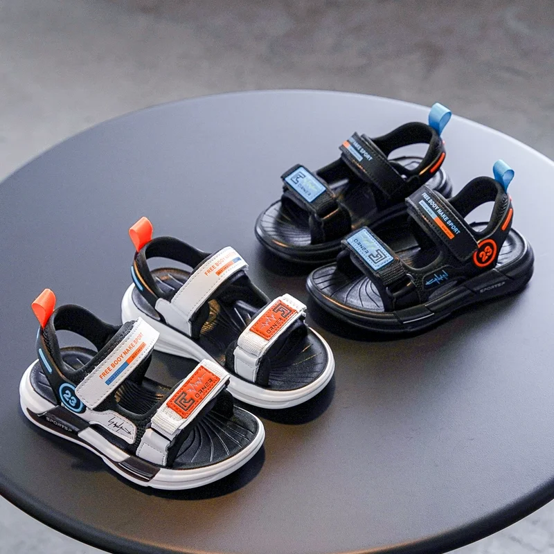 

Kids'Casual Shoes Sandals Open-Toe EVA Summer Shoes For Children Hook and Loop Anti-slip Print White Black Shoes Size 26-37