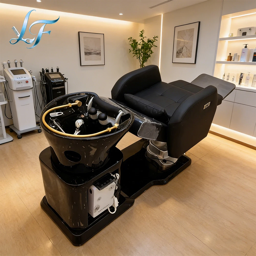 

Electric Adjustable Shampoo Chair With High Grade Ceramic Basin Durable Synthetic Leather Multifunctional Design For Professiona