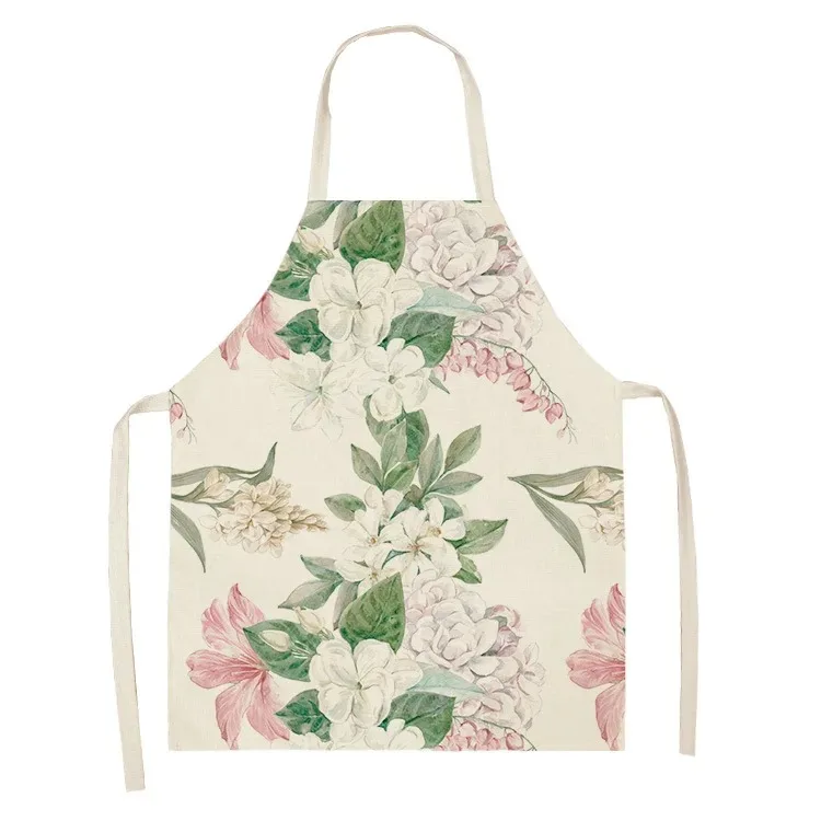 Dark Floral Apron Women\'s Retro Botanical Print Pattern Home Cooking Tool Apron Flower Linen Cooking Sleeveless Bib