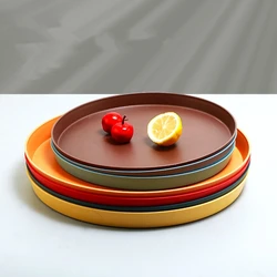 Nordic Style Plastic Round Tray Thickened Bread Cake Plate Household Anti-scalding Tea Tray Multifunctional Kitchen Fruit Plate