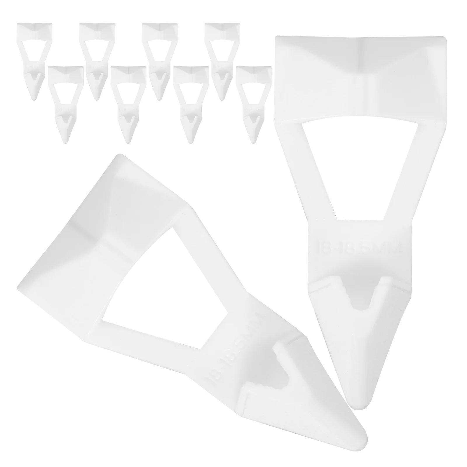 10 staffe per mensole, supporto per pannelli a strati, pioli in plastica trasparente resistente, bianco, 18 mm, armadio guardaroba, ripiani galleggianti
