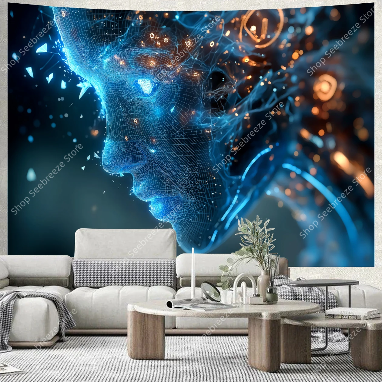 Cyberpunk Circuit Board Tapest - Tech Office Wall Art review and price