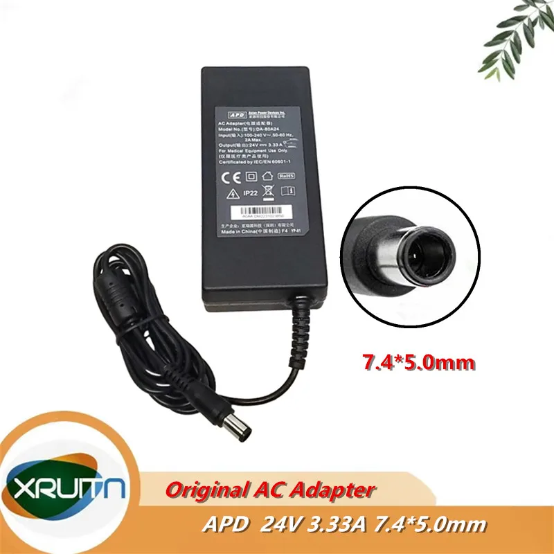 

Genuine APD DA-80A24 Medical Power Supply Charger For Yuwell 24V 3.33A 80W 7.4x5.0mm AC Adapter