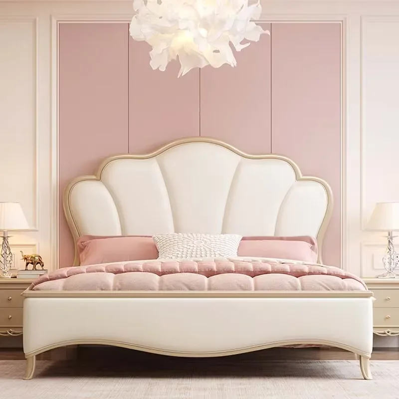 Elegant Wood Double Bed Pretty American Comferter Princess Luxury Queen Bed Frame Storage Letto Matrimoniale Bedroom Furniture