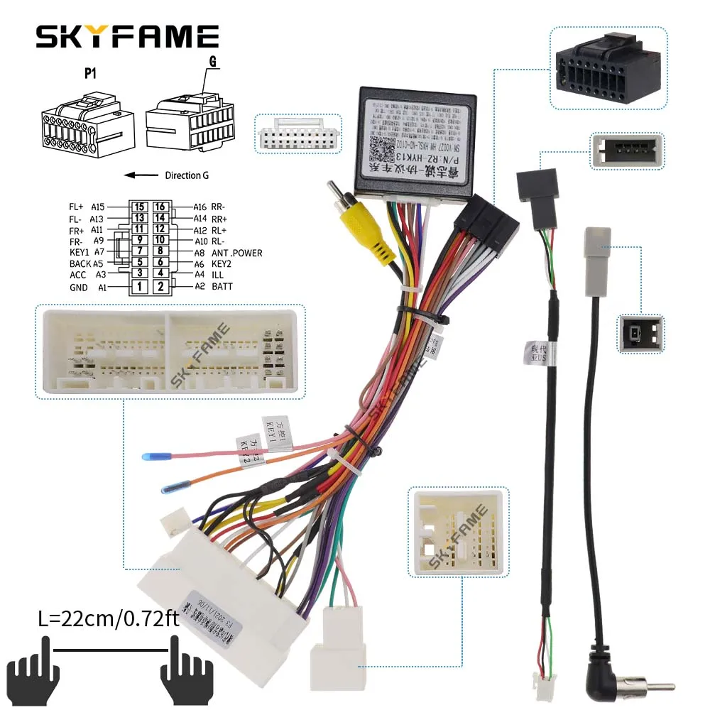 SKYFAME Auto 16pin Kabelbaum Adapter Canbus Box Decoder Für Hyundai Elantra Mistra Encino Kona KX3 KX7 G-RZ-HYK63/HY-SS-04