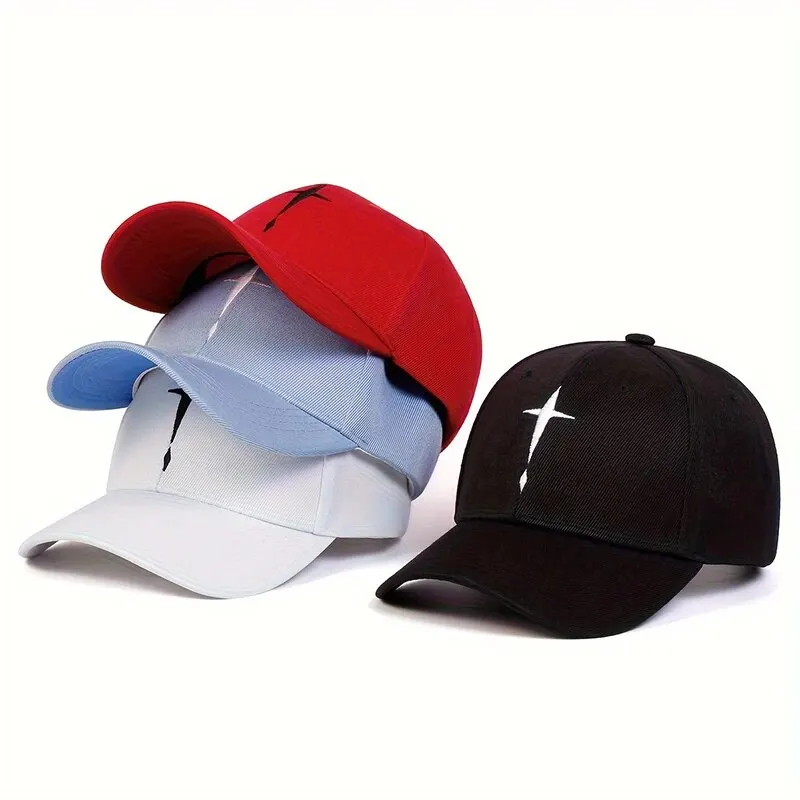 Unisex Water Washed Cross Embroidery Hip-hop Hats Spring Autumn Outdoor Adjustable Casual Baseball Caps Sunscreen Hat