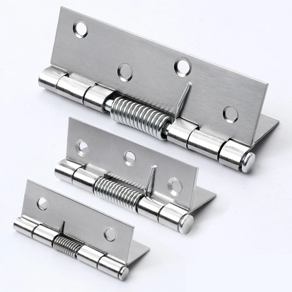 2pcs Self Closing Spring Door Hinge Stainless Steel Hinge For Window Cabinets Jewelry Boxes Automatic Rebound Hardware