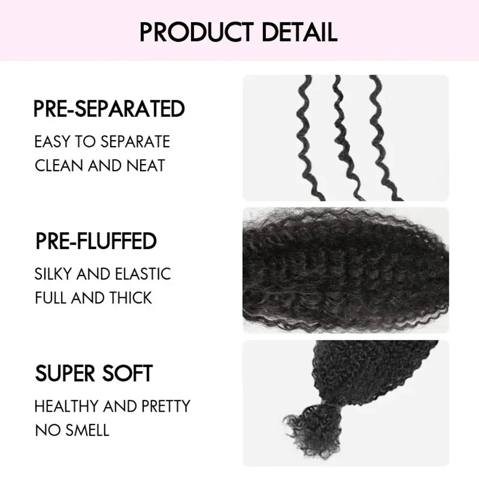 QVR Kinky Curly Twist Crochet Flechthaar 100 % Echthaarbündel Sleek Curly Human Hair Bulks 1 Stück/50 g Afro Kinky Curly Bulk