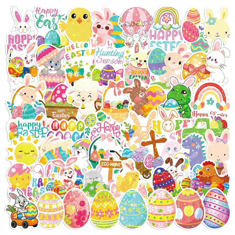 

10/30/50pcs Kawaii Easter Bunny Stickers Cute Cartoon Egg and Animals Sticker Scrapbook Phone Suitcase Graffiti Decals Toy Gift