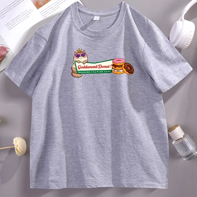 Princess Donut T-Shirt Dungeon Crawler Carl T-Shirt Katzenliebhaber Grafik T-Shirts Lustige Baumwolle Bequeme Kurzarmkleidung – Detail 5