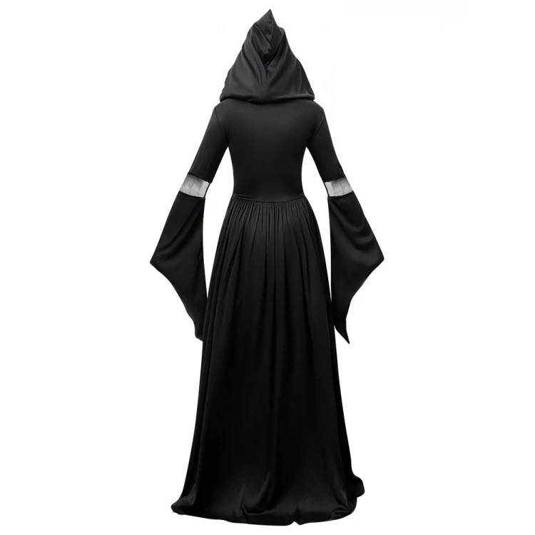 Halloween Hexe Dr mit Kapuze Skelett Hexe Lang Dr Performance Kostüm Bühnenoutfit Traditionelle Damenbekleidung