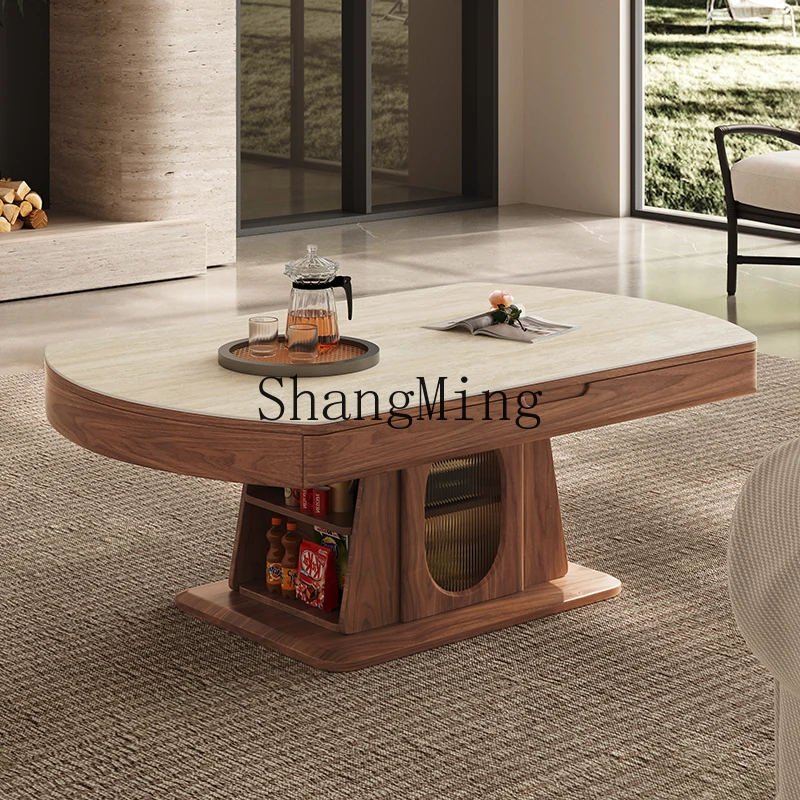 

LXY living room household antique style can be lifted dual-purpose rock slab coffee table dining table