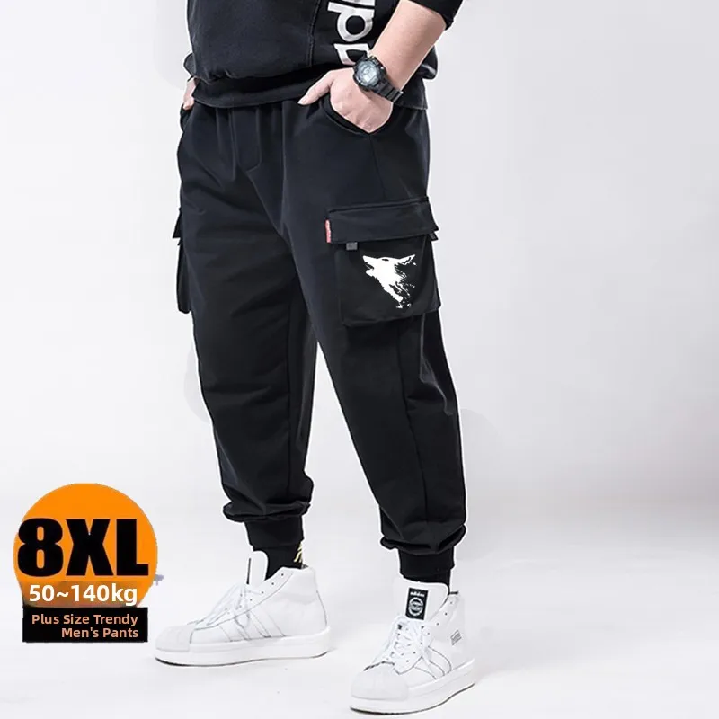 

Мужские повседневные спортивные брюки больших размеров с эластичным поясом, карго, рабочие, свободного кроя, весна-осень, с высокой талией, из полиэфирного волокна