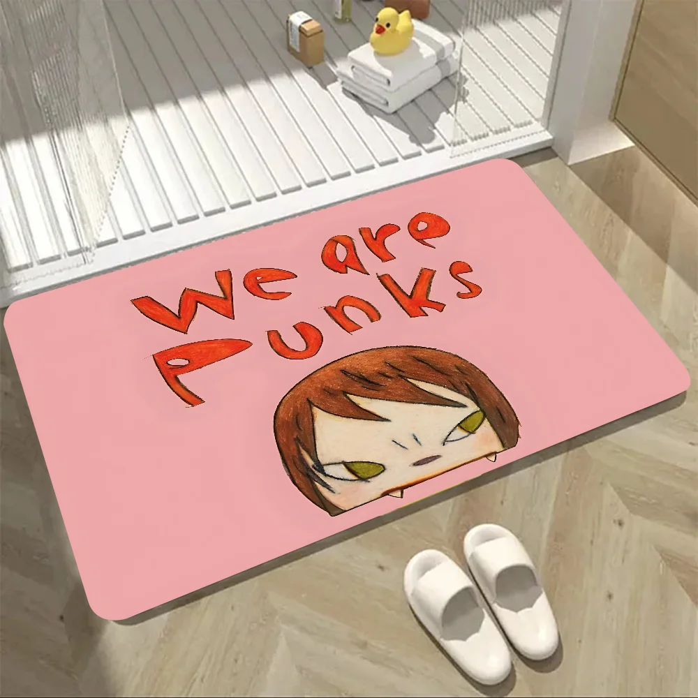 Cartoon Japanese Sleepwalking Dolls Yoshitomo Nara Artworks Art Floor Mat Doormats Home Carpet Foot Mat Bathroom Absorbent Mats