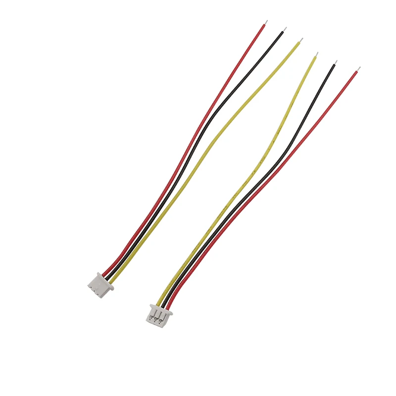 Conector hembra Mini Micro JST de 10 piezas, paso de 1,25mm, 2/3/4/5/6/8 Pines, con Cable negro y rojo, 10/15/20/30CM, 28AWG