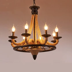 Nordic Retro Restaurant Creative Lighting American Style Rural Bar Living Room Coffee Shop Clothing Shop Art Hemp Rope Chandelie