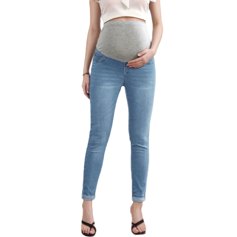 

Pregnancy Mother Pants Skinny Fit High Waistband Super Stretch Over Belly Jeans Denim Jeans Maternity Women Trousers