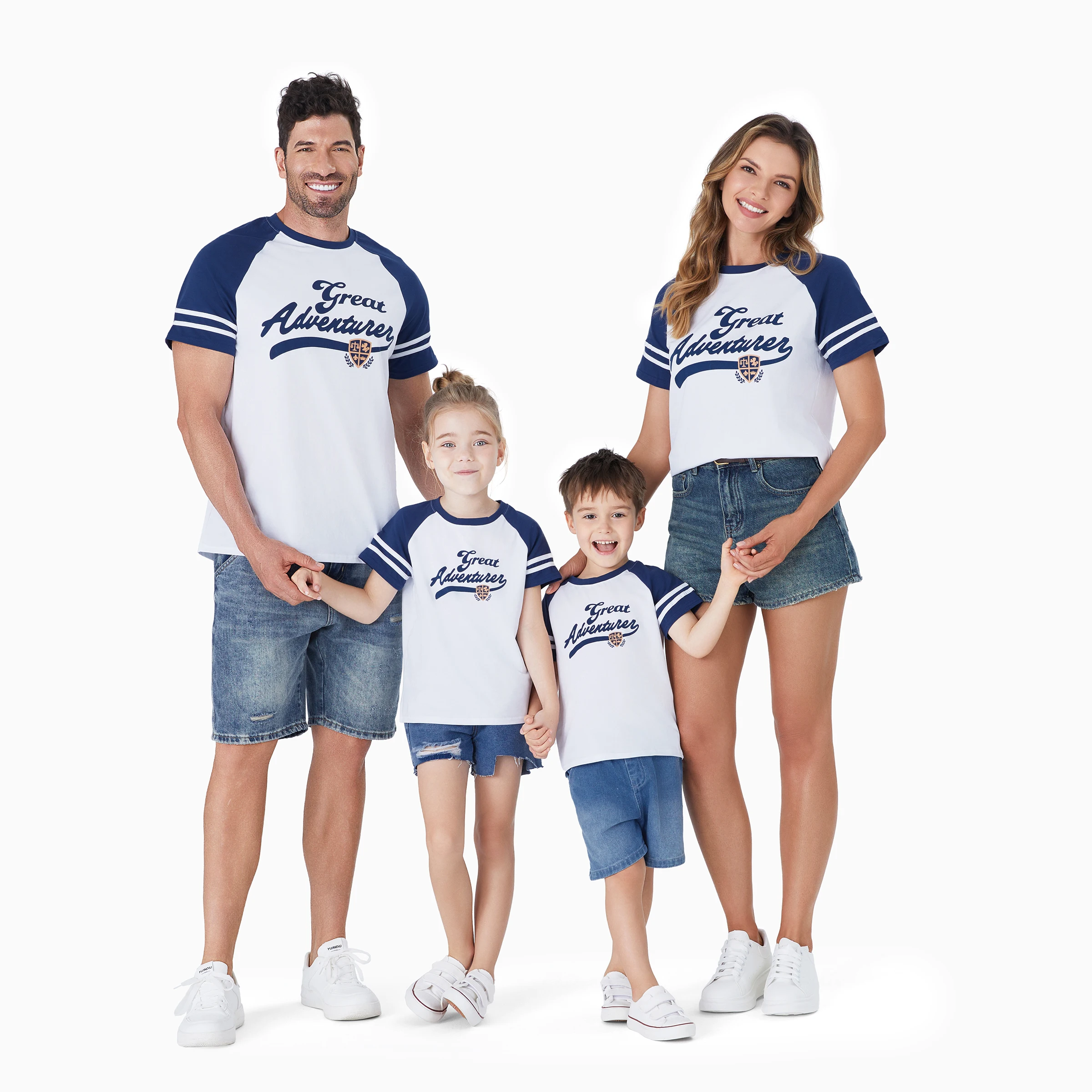 

Family Matching Tops Cotton Short Sleeves Adventure Theme Slogan Tee