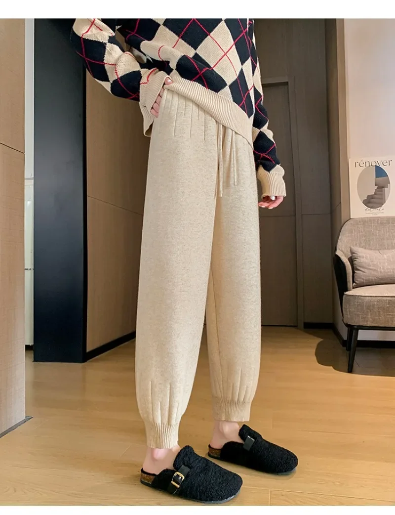 

Korean Women Casual Harem Pants Loose Trousers For Women Knitted Pants Autumn Winter Solid Color Sweater Trousers With Y2k 겨울옷