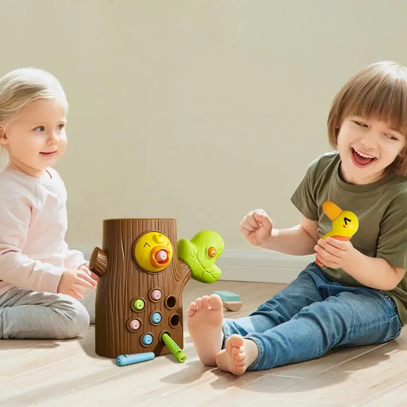 Juguete magnético de alimentación de pájaro carpintero, alimentador de pájaro carpintero, juego de alimentación, ayuda para el interés de los niños en habilidades motoras finas