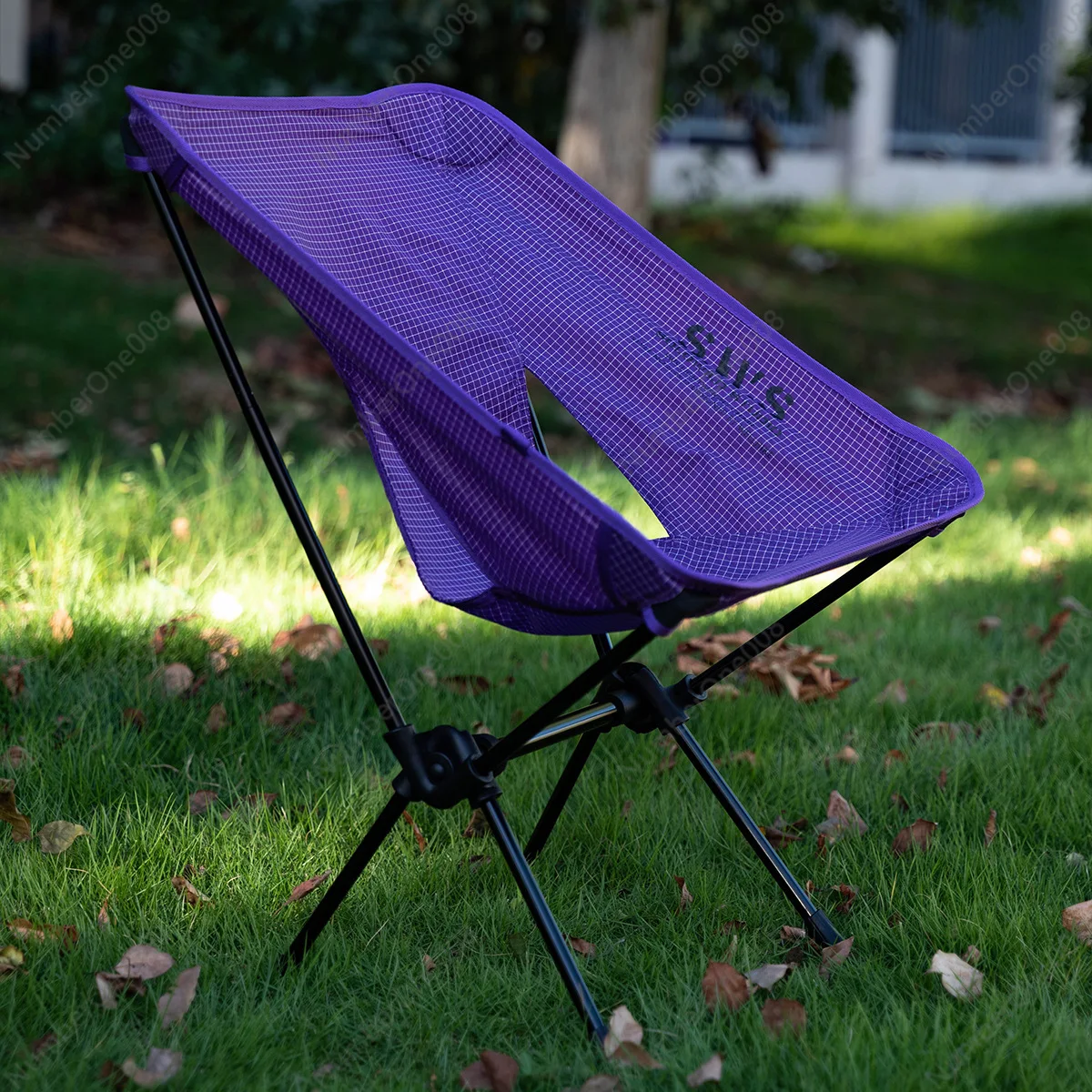 Ultralight Portable Folding Moon Chair, Aluminum Alloy Frame for Camping Fishing, Compact Outdoor Recliner with Carry Bag