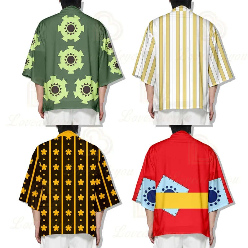 Anime One Piece Wano Country Kimono płaszcz Zoro-juurou kostiumy Cosplay Haori dorośli dzieci chłopcy sweter kurtka piżama