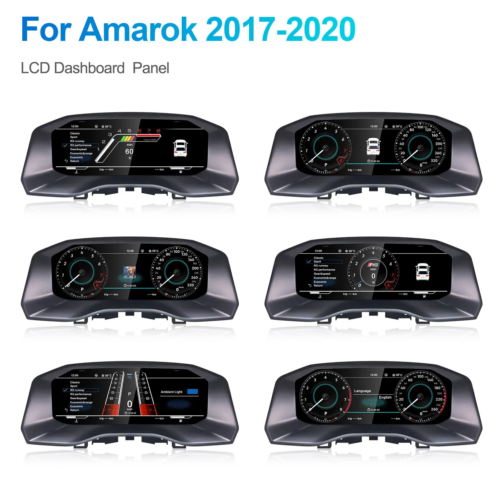 JT WEIJUNPRO 12.3 Inch Car Speedometer Panel Digital Dashboard Instrument Cluster For Volkswagen For Amarok 2017-2020 Player