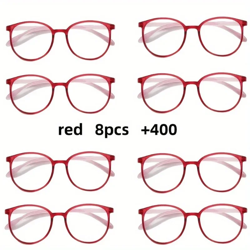 

8 Pairs of Blue Light Protective Reading Glasses Male and Female Durable Lenses Suitable for Digital Screens